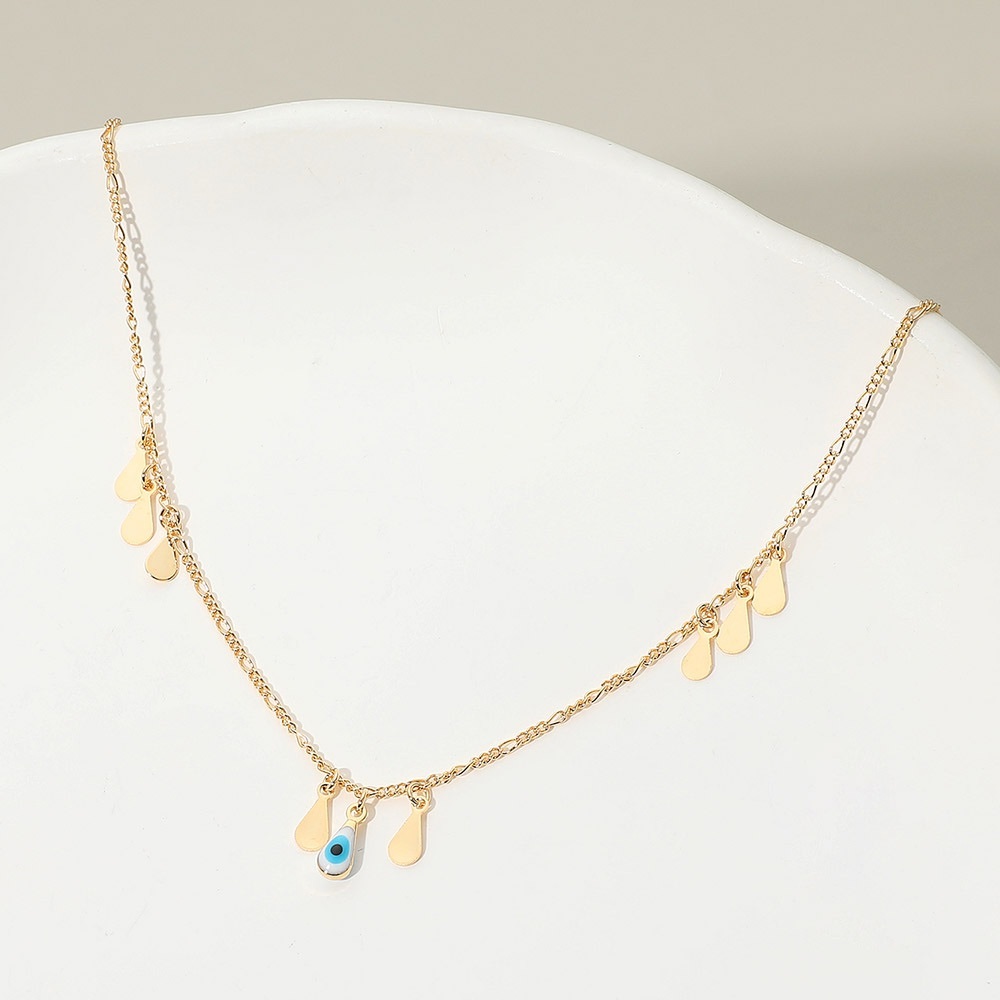Evil Eye Accent Teardrop Charm Necklace ✨18k Gold Filled (NWT)